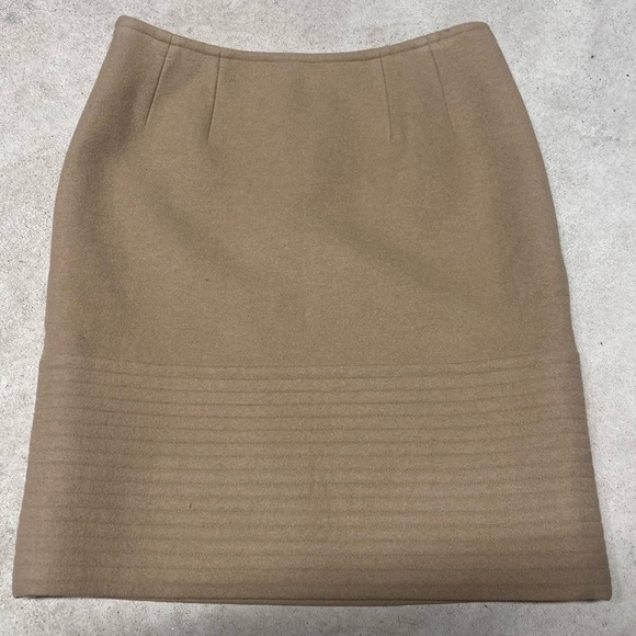Carlisle Angora Wool Blend Ribbed Straight Pencil Mini Skirt Tan Size 8 - Picture 2 of 6